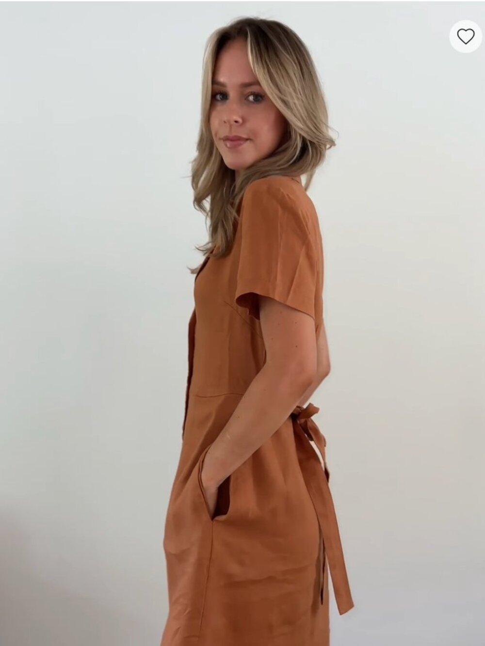 100% European Linen Button Front Dress XS - Picture 5 of 9